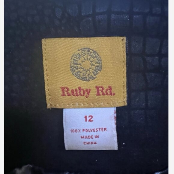 Y2K Ruby Rd. Jacket Woman's Size 12 Black Open Front Croc Embossed Studded Trim - Picture 5 of 5